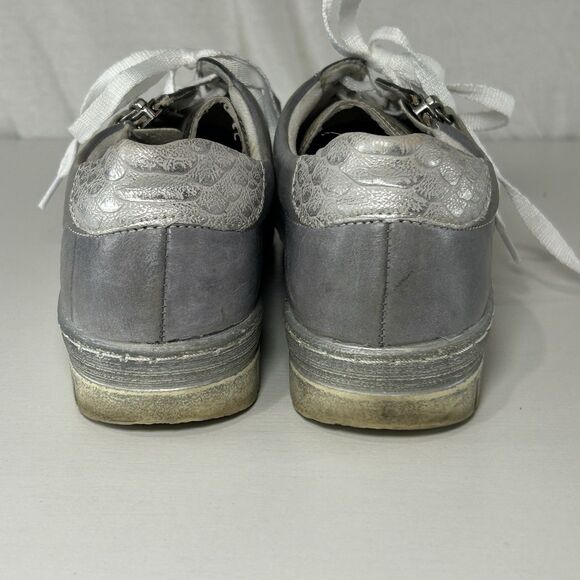 Remonte Shoes 39 Womens 8.5 Soft Sneakers Casual Gray Silver Leather Side Zip - Picture 4 of 7